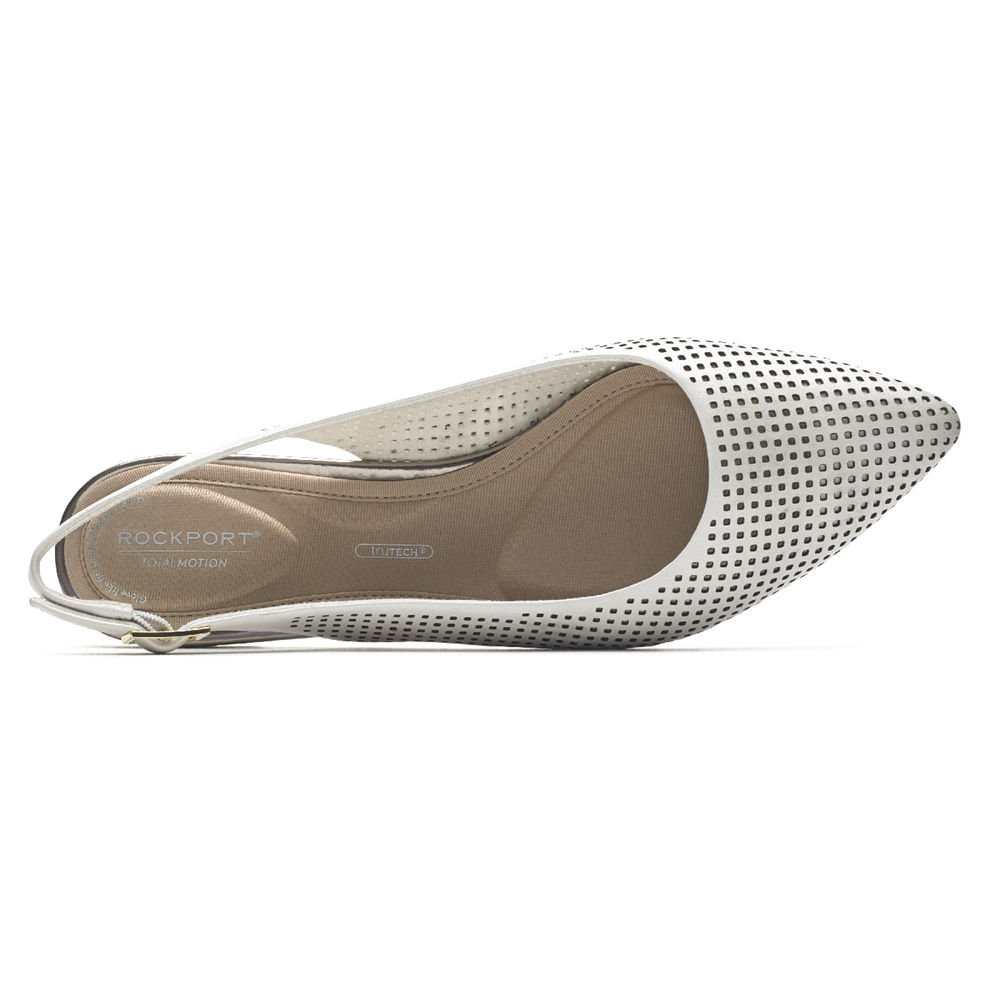 Zapatos Bajos Rockport Mujer Mexico - Total Motion Adelyn Slingback Blancos - VFTQH5489